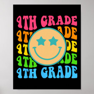 Groovy Fourth Grade Vibes Face Retro Teachers Back Poster