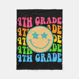 Groovy Fourth Grade Vibes Face Retro Teachers Byck Fleece Blanket