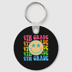Groovy Fourth Grade Vibes Face Retro Teachers Byck Keychain