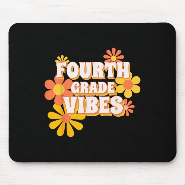 Groovy Fourth Grade Vibes Retro Back To School Tea Mouse Pad (Front)