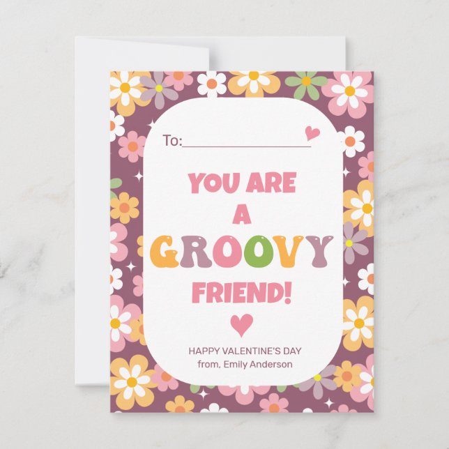 Groovy Friend Classroom Valentine Holiday Card (Front)