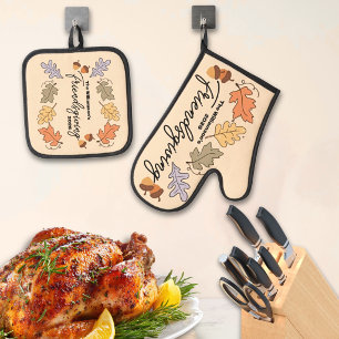 Groovy Friendsgiving Oven Mitt & Pot Holder Set