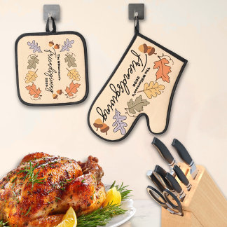 Groovy Friendsgiving Oven Mitt & Pot Holder Set
