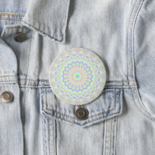 Groovy Funky Boho Hippie Rainbow Abstract Mandala 3 Inch Round Button