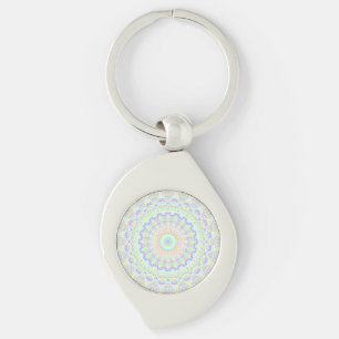 Groovy Funky Boho Hippie Rainbow Abstract Mandala Keychain