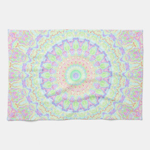 Groovy Funky Boho Hippie Rainbow Abstract Mandala Kitchen Towel