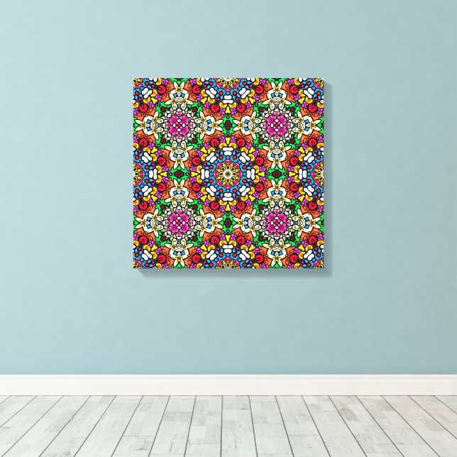 Groovy Funky Flower Power  Canvas Print (Insitu(Wood Floor))