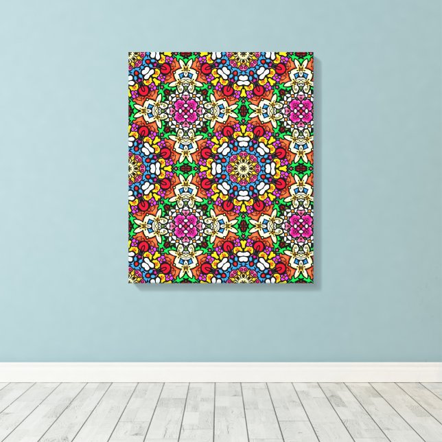 Groovy Funky Flower Power  Canvas Print (Insitu(Wood Floor))