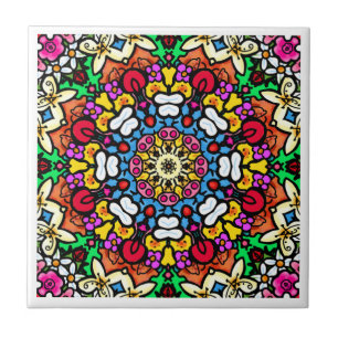 Groovy Funky Flower Power  Tile