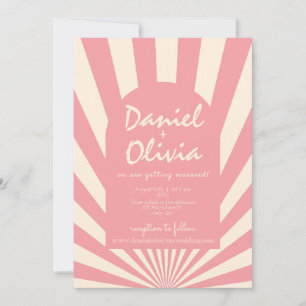 Groovy Funky Hippie 60s with QR Wedding Invitation