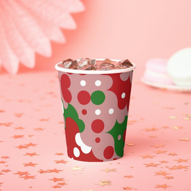 Groovy Funky Mod Retro Christmas Pattern Paper Cups (Insitu)