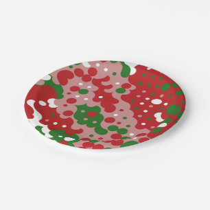Groovy Funky Mod Retro Christmas Pattern Paper Plate