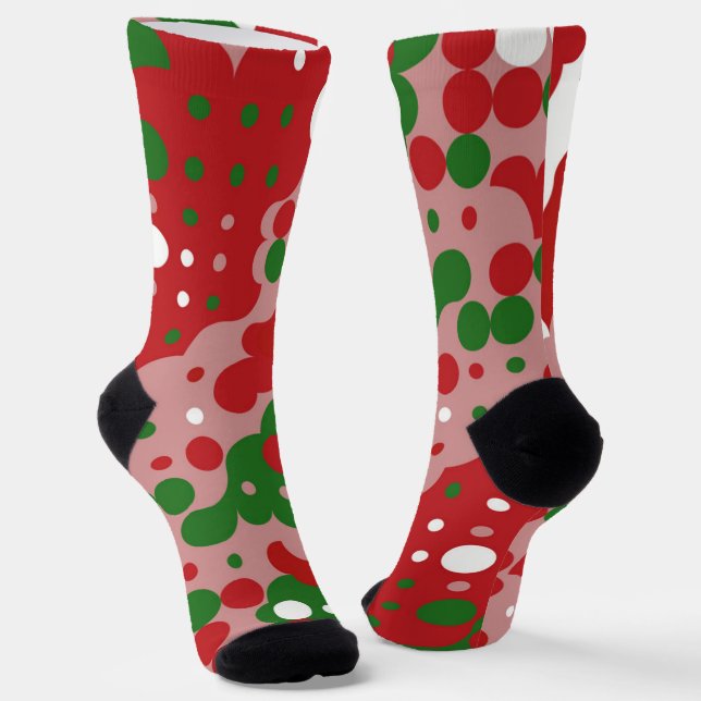 Groovy Funky Mod Retro Christmas Pattern Socks (Angled)