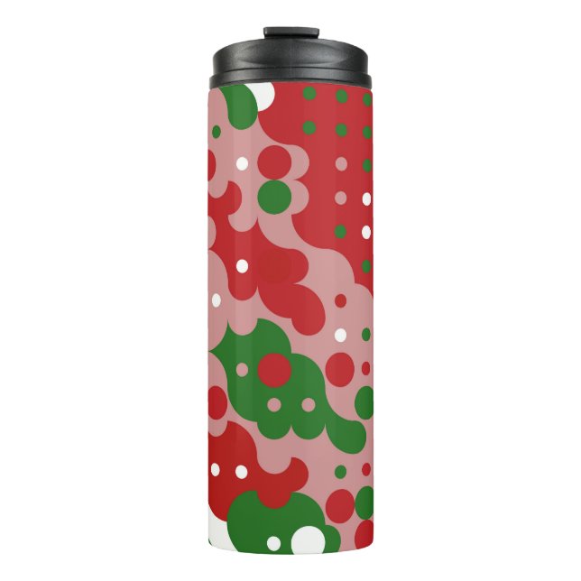 Groovy Funky Mod Retro Christmas Pattern Thermal Tumbler (Front)