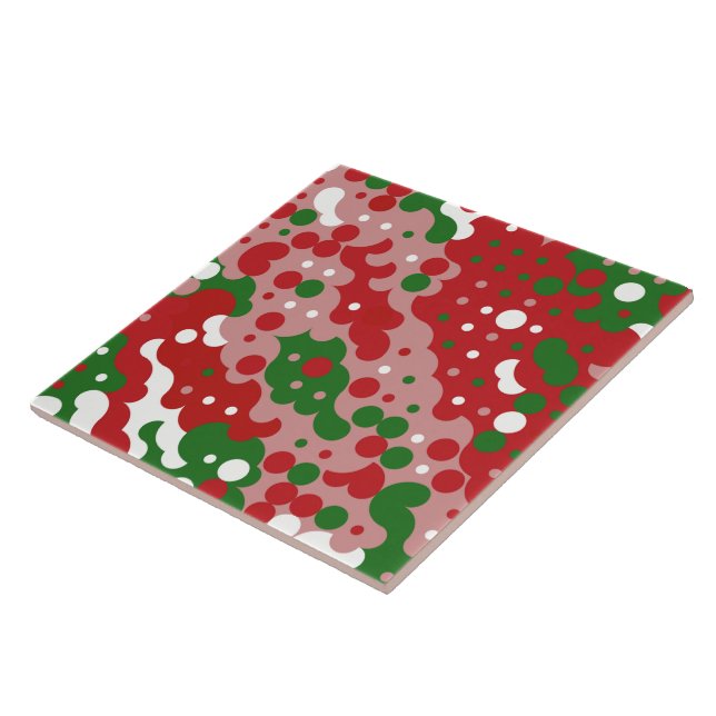 Groovy Funky Mod Retro Christmas Pattern Tile (Side)