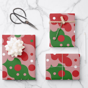 Groovy Funky Mod Retro Christmas Pattern Wrapping Paper Sheet