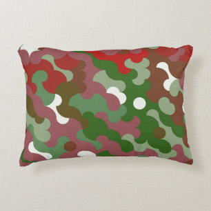 Groovy Funky Retro Boho Red and Green Christmas Accent Pillow