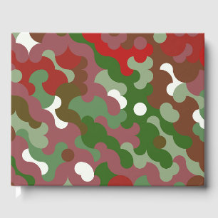 Groovy Funky Retro Boho Red and Green Christmas Guest Book
