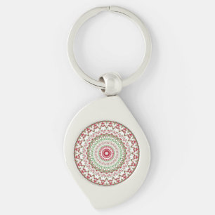 Groovy Funky Tie Dye Christmas Boho Hippie Mandala Keychain