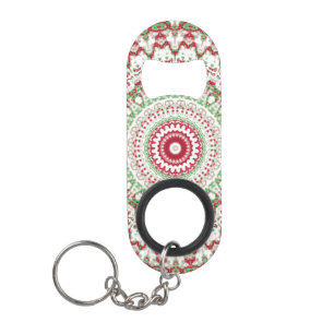 Groovy Funky Tie Dye Christmas Boho Hippie Mandala Keychain Bottle Opener