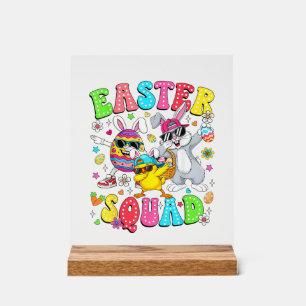 Groovy Funny Rabbit Egg Chick Easter Squad Day Men Acrylic Sign