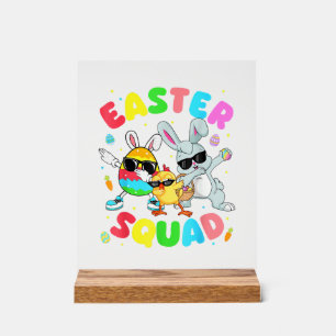 Groovy Funny Rabbit Egg Chick Easter Squad Day Men Acrylic Sign