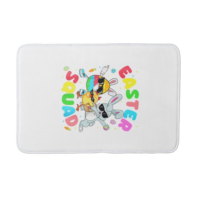 Groovy Funny Rabbit Egg Chick Easter Squad Day Men Bath Mat (Front)
