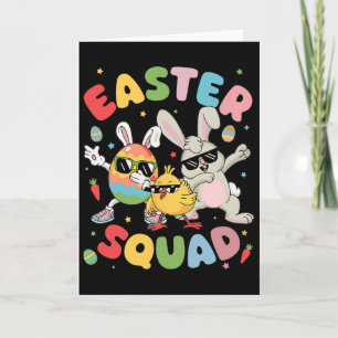 Groovy Funny Rabbit Egg Chick Easter Squad Day Men Card