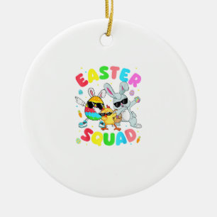 Groovy Funny Rabbit Egg Chick Easter Squad Day Men Ceramic Ornament
