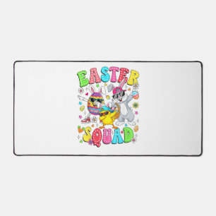 Groovy Funny Rabbit Egg Chick Easter Squad Day Men Desk Mat