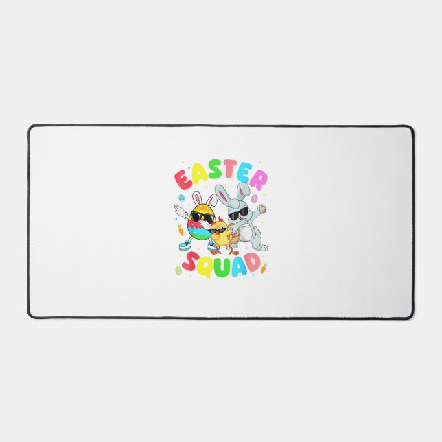 Groovy Funny Rabbit Egg Chick Easter Squad Day Men Desk Mat (Front)