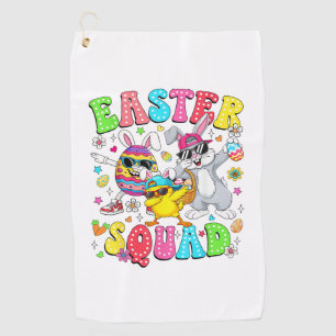 Groovy Funny Rabbit Egg Chick Easter Squad Day Men Golf Towel