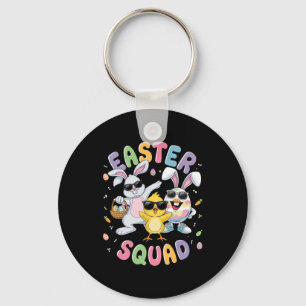 Groovy Funny Rabbit Egg Chick Easter Squad Day Men Keychain