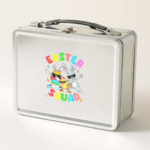 Groovy Funny Rabbit Egg Chick Easter Squad Day Men Metal Lunch Box
