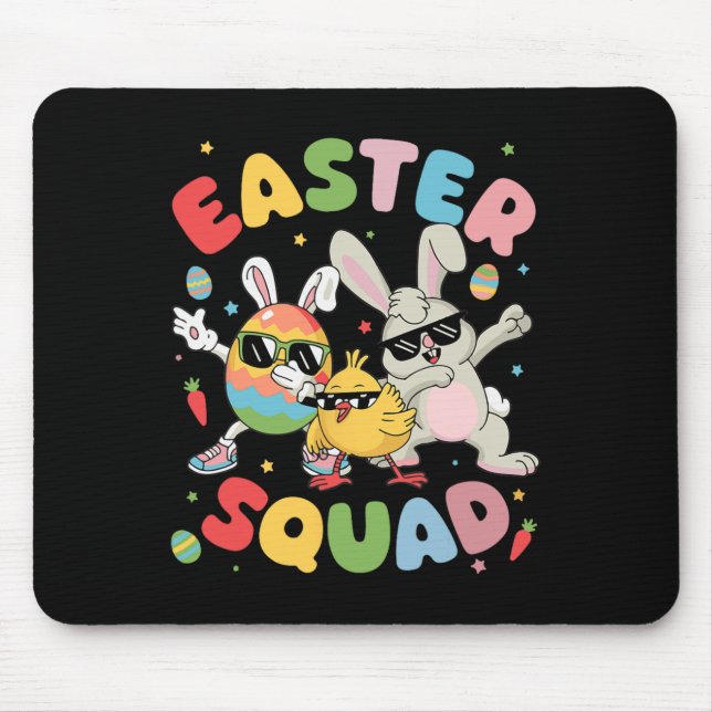 Groovy Funny Rabbit Egg Chick Easter Squad Day Men Mouse Pad (Front)