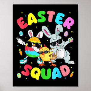 Groovy Funny Rabbit Egg Chick Easter Squad Day Men Poster