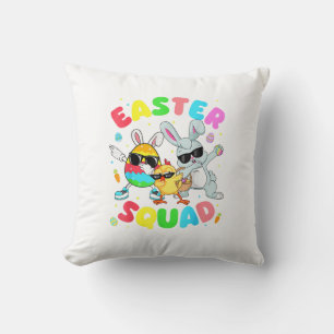 Groovy Funny Rabbit Egg Chick Easter Squad Day Men Throw Pillow