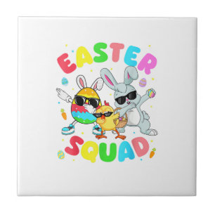 Groovy Funny Rabbit Egg Chick Easter Squad Day Men Tile