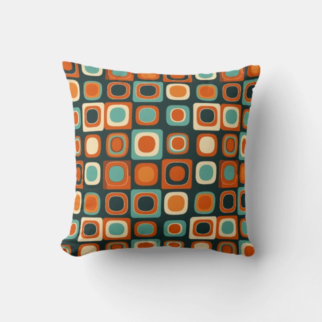 Groovy Geometric Boho Retro Bohemian Colourful Throw Pillow (Front)