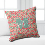 Groovy Geometric Floral Throw Pillow<br><div class="desc">Your monogram and first name highlight a retro floral and geometric pattern in a groovy colour palette,  this throw pillow is fun for you,  your kids,  college dorm rooms or give as a gift. (You can remove the monogram and first name,  just leave the personalization blank.)</div>