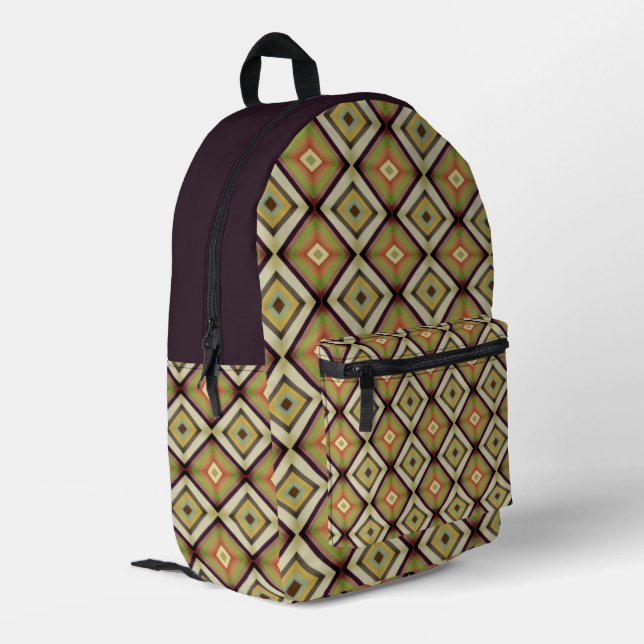 Groovy Geometric Warm Tones  Printed Backpack (Back Corner Left)