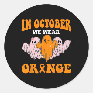 Groovy Ghost Adhd Awareness In October We Wear Ora Classic Round Sticker