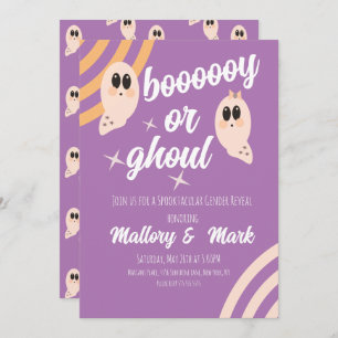 Groovy Ghost Retro Halloween Gender Reveal  Invitation