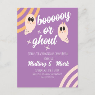 Groovy Ghost Retro Halloween Gender Reveal Postcard