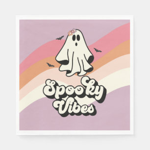 groovy Ghost retro Halloween Spooky Vibes Birthday Napkin