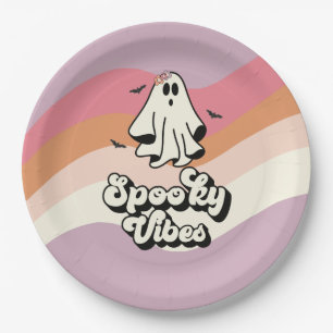 groovy Ghost retro Halloween Spooky Vibes Birthday Paper Plate