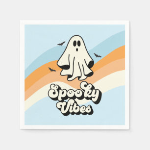 groovy Ghost retro Halloween Spooky Vibes Blue Napkin