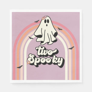 groovy Ghost retro Halloween Two Spooky Birthday Napkin