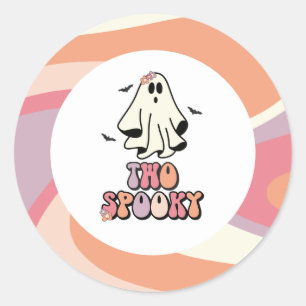 groovy Ghost retro Halloween Two Spooky Birthday P Classic Round Sticker