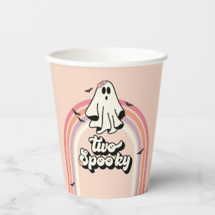 groovy Ghost retro Halloween Two Spooky Birthday Paper Cups